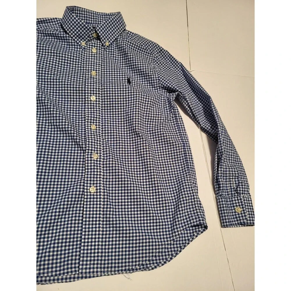(#16) Polo By Ralph Lauren Blue/ White Long Sleeve Button Down Size M (10-12)